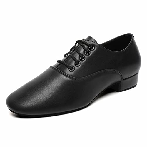 Sapatos de dança de salão masculinos com sola de couro preto Tango Salsa sapato de personagem latino (11 /...