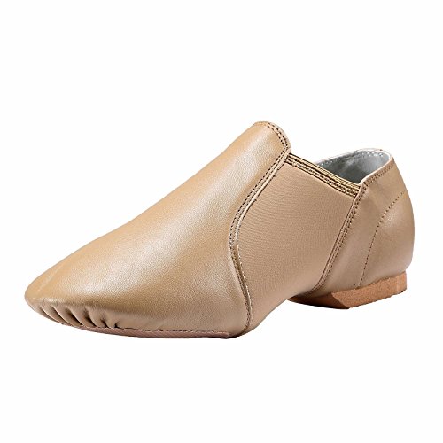 Dynadans Leather Upper Slip-on Jazz Dance Shoe for Women Men's Dance Shoes Brown 8.5M