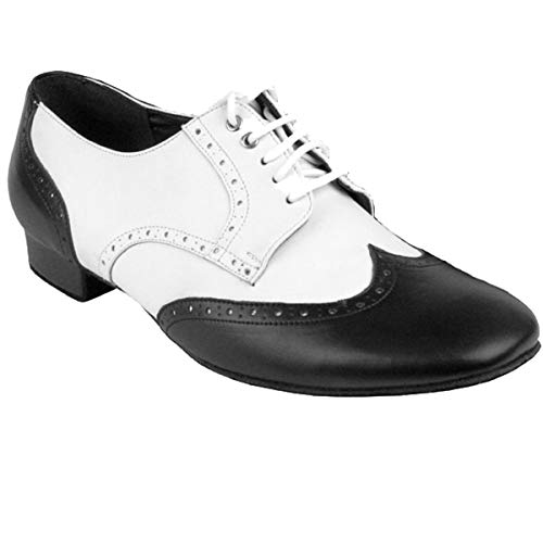 Men's Ballroom Salsa Standard & Smooth Dance Shoes Black Leather & White Leather...