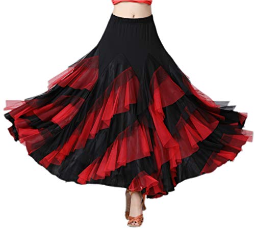 CISMARK Women's Big Swing Latin Dance Salsa Tango Ballroom Rumba Dancing Skirt Black...