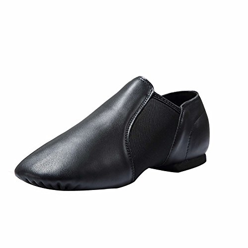 Dynadans Chaussure de danse jazz à enfiler supérieure en cuir pour femme Chaussures de danse pour homme Noir 8.5 m