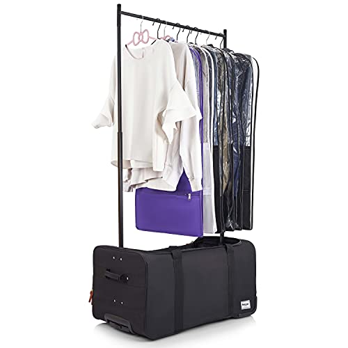 BRUUN Bolsa Duffel Tamanho Grande - Porta-Rola dos Sonhos Cor Preta com Rack de Vestuário...