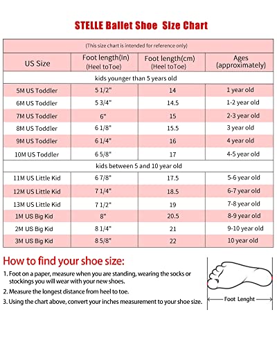 stelle ballet shoes size chart