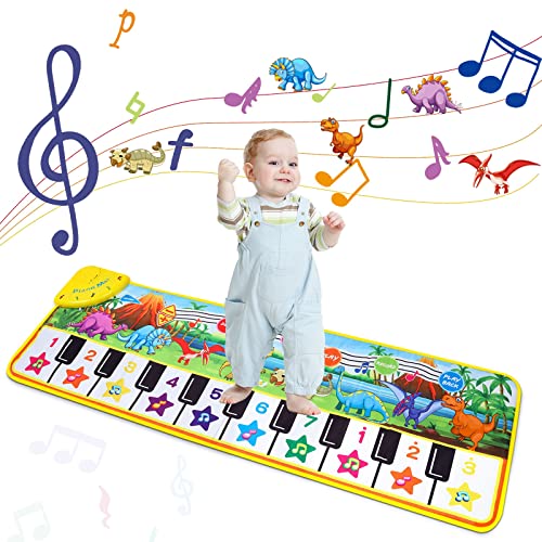 M SANMERSEN Piano Mat for Kids, 43” x 14” Dinosaur Floor Keyboard Music Dance...